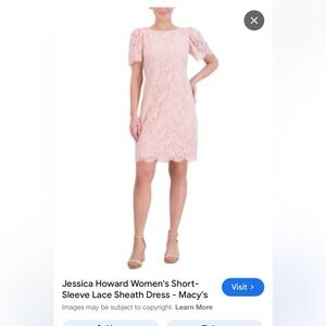 Jessica Howard Evening 
Women's Puff Sleeve Lace Sheath Dress with sequin.